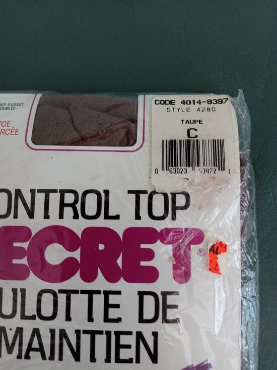 Control Top Secret Size C (130-160lbs) Taupe Fashion Design Stockings Panty - Picture 2 of 4